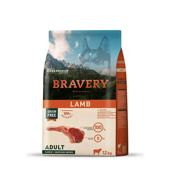 Bravery Adulte Sans Grains Agneau Moyen Grand 12kg 1 Bravery Adulte Sans Grains Agneau Moyen Grand 12kg