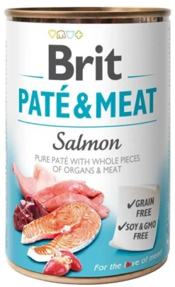 Brit Pate & Meat Avec Du Saumon 400g X12 -Magasin De Fournitures Pour Chiens fre pl Brit Pate Meat avec du saumon 400g 9775 1