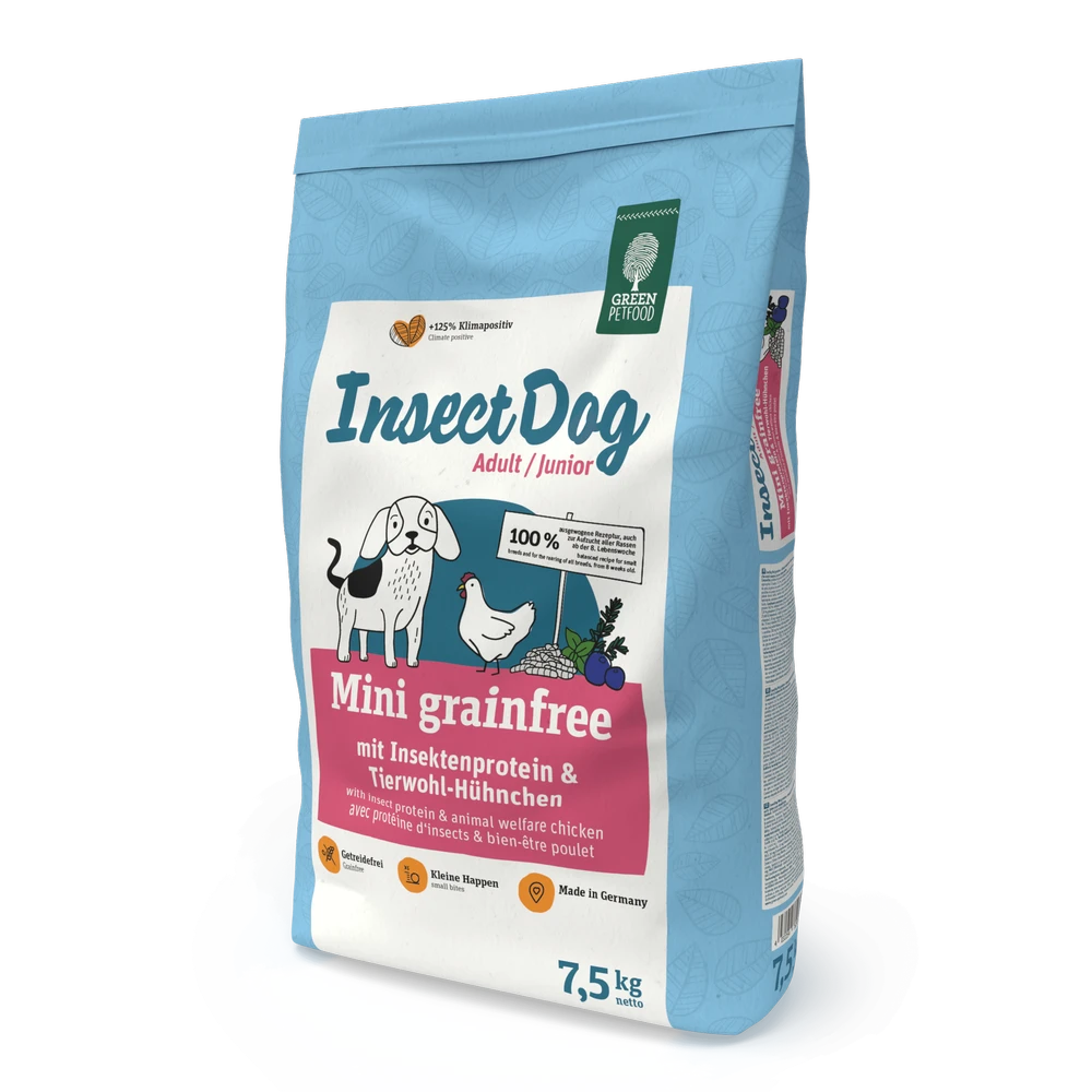 GREEN PETFOOD InsectDog Mini Sans Céréales 7,5kg 1 GREEN PETFOOD InsectDog Mini Sans Céréales 7,5kg