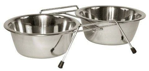 KERBL Support Double Avec Gamelles Pour Chiens 2 X 900 Ml 1 KERBL Support Double Avec Gamelles Pour Chiens 2 X 900 Ml