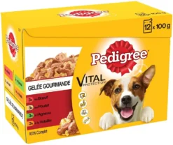 Pedigree Croquettes Humides En Gelée Pour Chiens Adultes Avec Boeuf, Poulet, Agneau, Volaille 12x100g