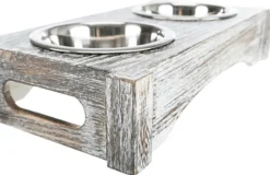 Trixie Ensemble De Bols En Bois/acier 42x10x22cm -Magasin De Fournitures Pour Chiens fre pl Trixie Ensemble de bols en bois acier 42x10x22cm 11694 3