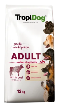Tropidog Premium Adult Medium & Large Breed Bœuf Avec Riz 12kg