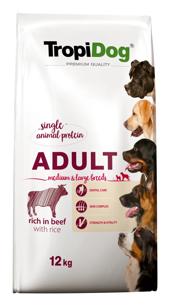Tropidog Premium Adult Medium & Large Breed Bœuf Avec Riz 12kg 1 Tropidog Premium Adult Medium & Large Breed Bœuf Avec Riz 12kg
