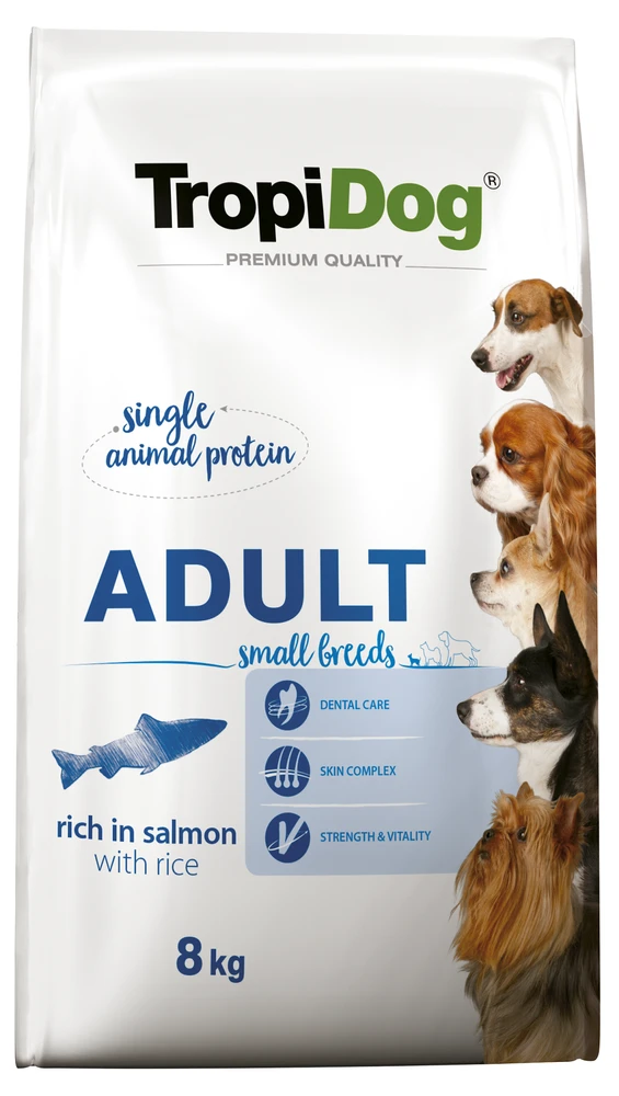 Tropidog Premium Adultes Petites Races Saumon Et Riz 8kg + Surprise Gratuite Pour Chien 2 Tropidog Premium Adultes Petites Races Saumon Et Riz 8kg + Surprise Gratuite Pour Chien – Image 2